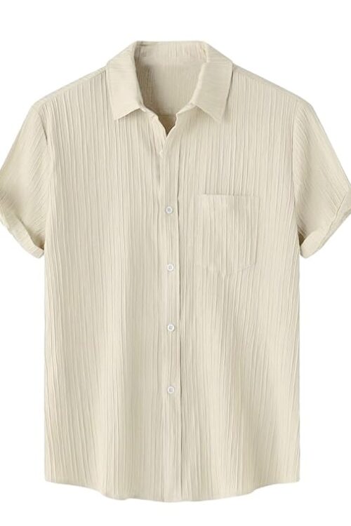 Solid Shirt with Chest Pocket Short Sleeve Shirt for Summer Outdoor