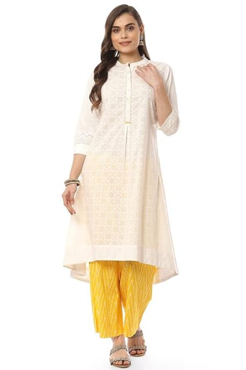 Line Kurta Cropped Palazzo Suit Set