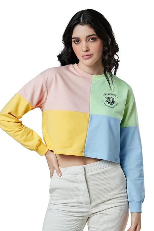 Colour Block Women and Girls|Full Sleeve| Loose fit Graphic Printed
