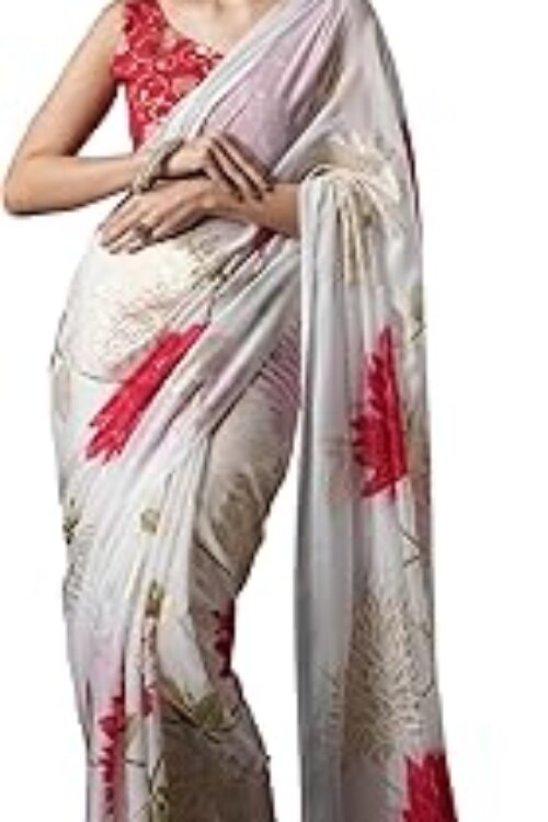 Women’s Georgette Floral Printed Saree With Unstitched Blouse Piece