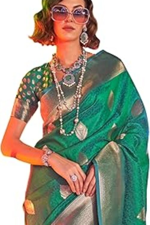 Women’s Banarasi Silk Bagh Woven Design Saree With Unstitched Blouse Piece
