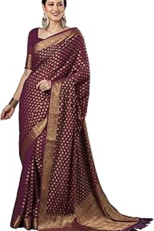 Women’s Woven Design Georgette Kanjeevaram Saree With Unstitched Blouse Piece