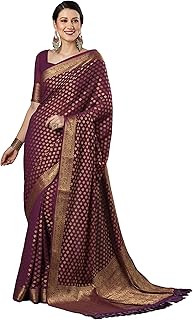 Women’s Woven Design Georgette Kanjeevaram Saree With Unstitched Blouse Piece