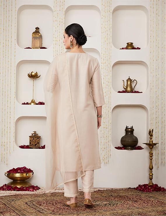 Women’s Embroidered Kurta Pant Set with Dupatta