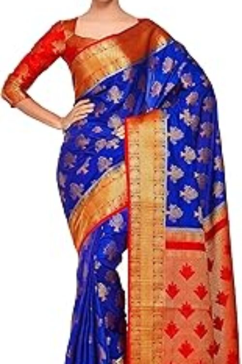 Women’s Art Silk Kanjivarm Pattu Saree With Contrast Blouse